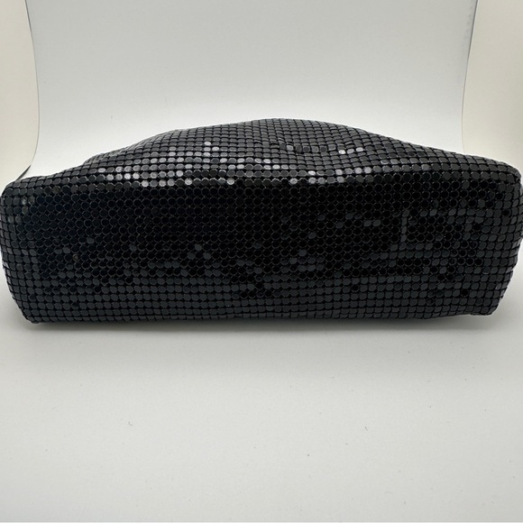 Vintage Neiman Marcus Black Mesh Shiny Chainmail Clutch Purse Rhinestone zipper - Picture 6 of 15